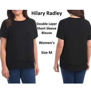 Hilary Radley Women's Double Layer Short Sleeve Blouse